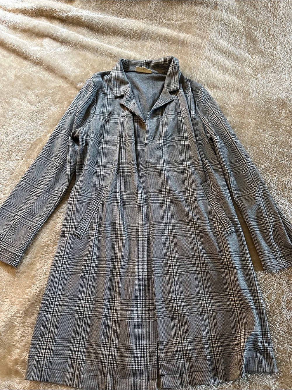 Classic Gray Plaid Women’s Dress Coat